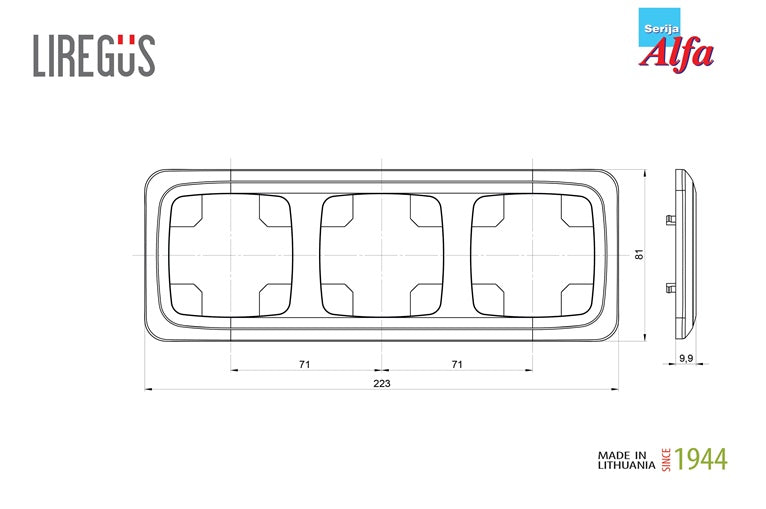 Trivietis rėmelis LIREGUS ALFA, baltos spalvos