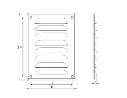 Ventiliacijos grotelės EUROPLAST MR1419, 140 x 190 mm