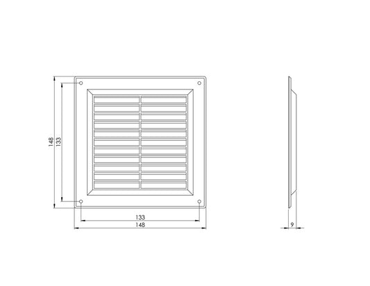 Ventiliacijos grotelės EUROPLAST VR1515, 150 x 150 mm