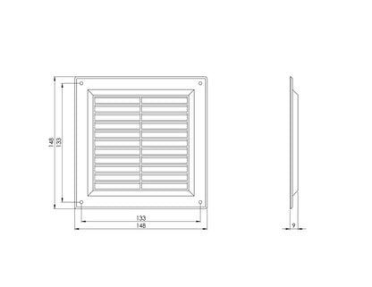 Ventiliacijos grotelės EUROPLAST VR1515P, 150 x 150 mm