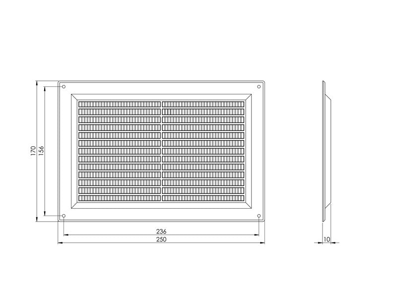 Ventiliacijos grotelės EUROPLAST VR2517P, 250 x 170 mm