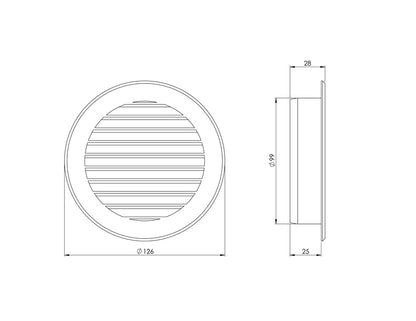 Kratka wentylacyjna z tworzywa sztucznego EUROPLAST VR100P, D100, szara