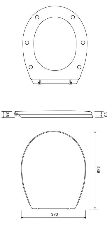 Unitazo dangtis Cersanit Mito S-10, 46.5 x 36.2 cm