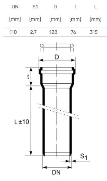 Rura kanalizacyjna wewnętrzna HTplus, Ø 110 mm, 0,315 m