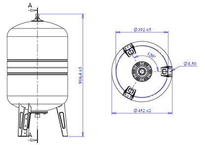 Vertikalioji hidroforo talpa Varem US100362CS0A2000, 100 l