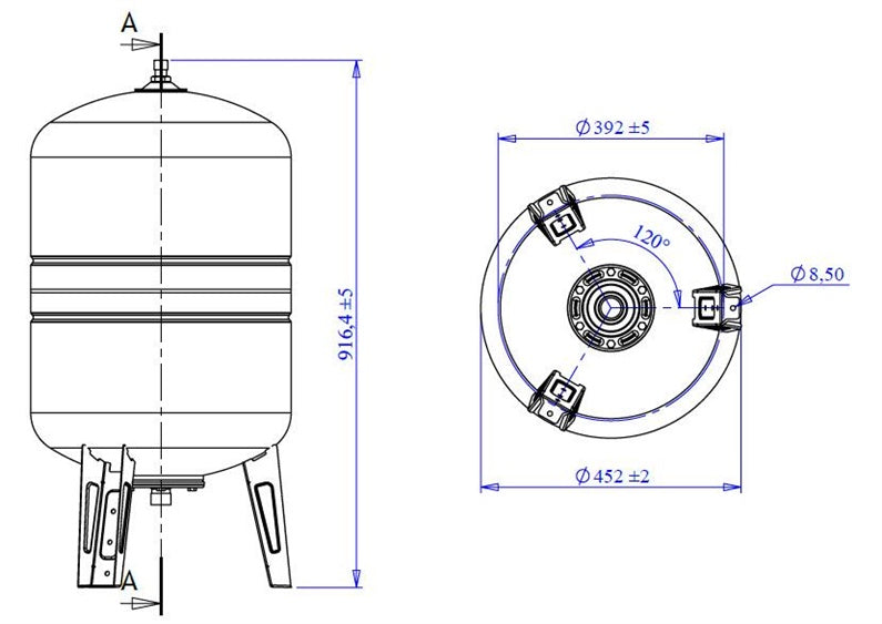 Pionowy zbiornik hydroforowy Varem US100362CS0A2000, 100 l