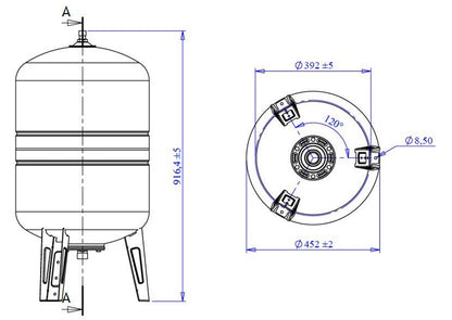 Pionowy zbiornik hydroforowy Varem US100362CS0A2000, 100 l