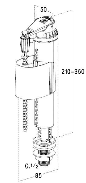 Vožtuvas Nicoll SIL50, 210 mm