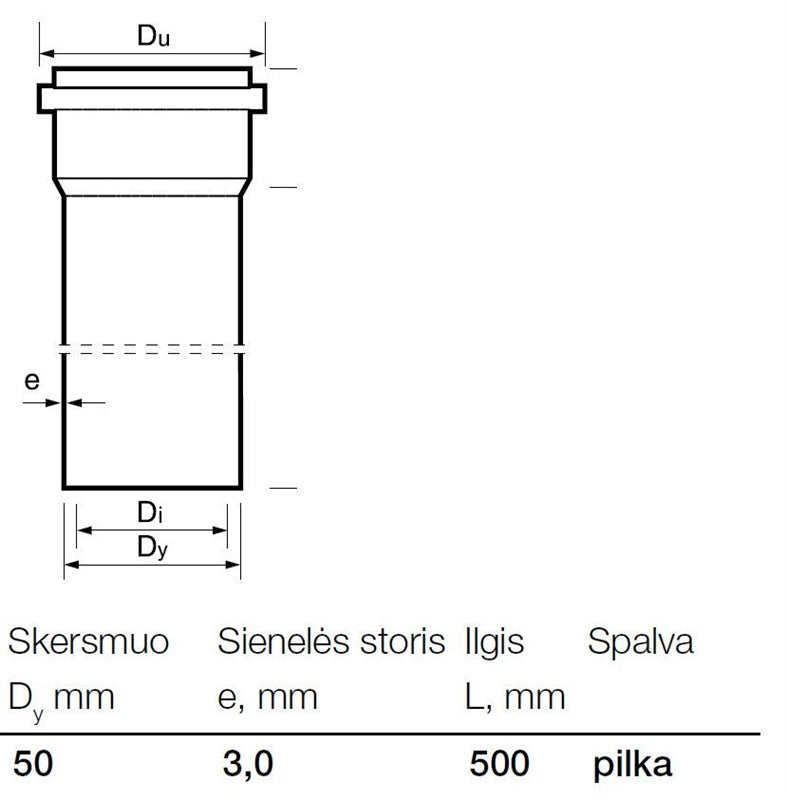 Rura PVC kanalizacyjna wewnętrzna Wavin, Ø 50 mm, 0,5 m