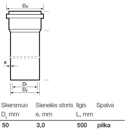Rura PVC kanalizacyjna wewnętrzna Wavin, Ø 50 mm, 0,5 m