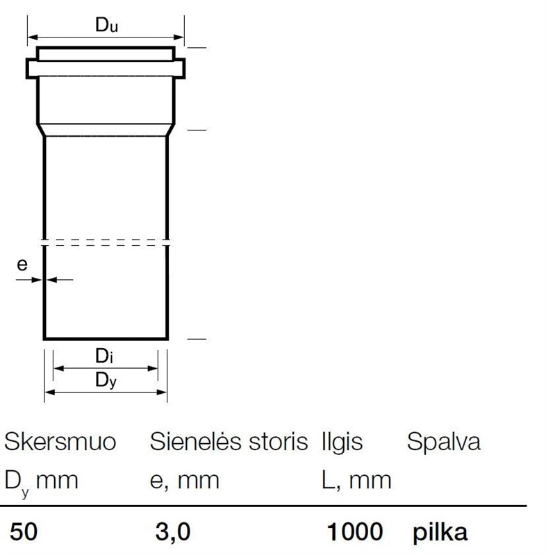 Rura kanalizacyjna wewnętrzna PCV Wavin, Ø 50 mm, 1 m
