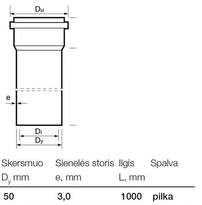 Rura kanalizacyjna wewnętrzna PCV Wavin, Ø 50 mm, 1 m