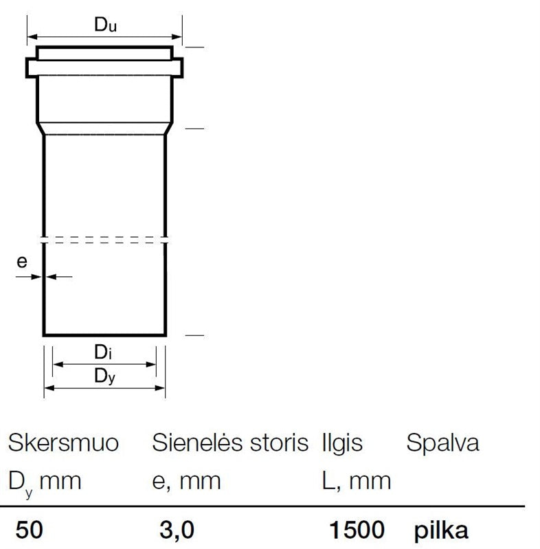 Rura PCV Wavin kanalizacyjna wewnętrzna, Ø 50 mm, 1,5 m