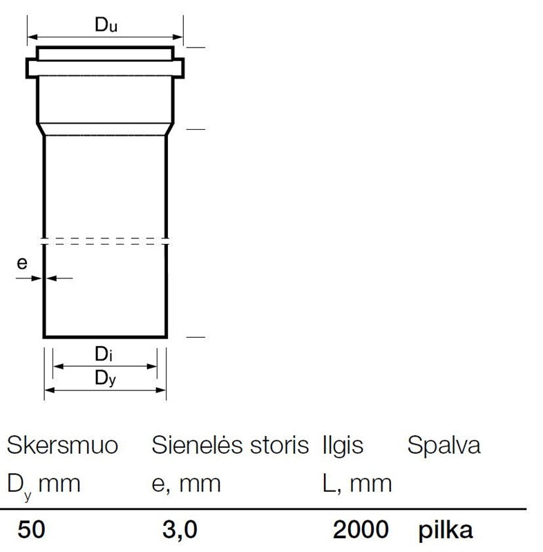 Rura kanalizacyjna wewnętrzna PCV Wavin, Ø 50 mm, 2 m