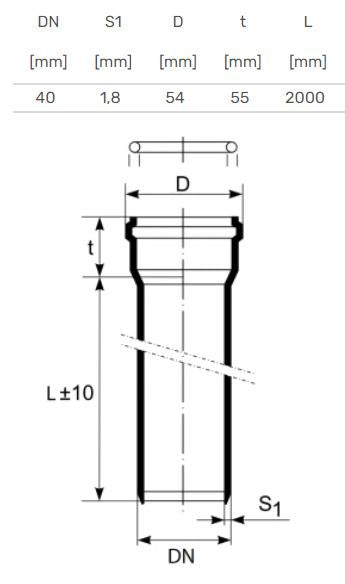 Rura kanalizacyjna wewnętrzna HTplus, Ø 40 mm, 2 m