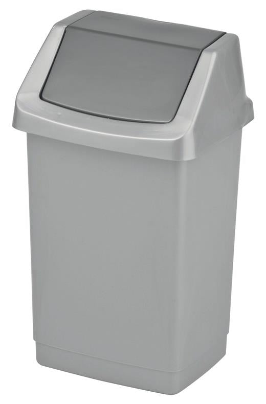 Šiukšliadėžė Curver, sidabro/pilka, 9 l, 189 x 189 x 381 mm