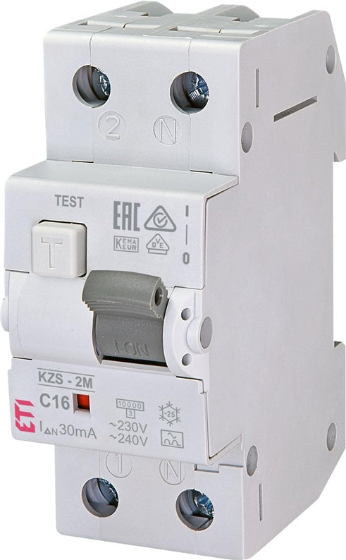 Srovės nuotėkio rėlė ETI KZS-2M, 2P, 16 A, 230 V, 30 mA