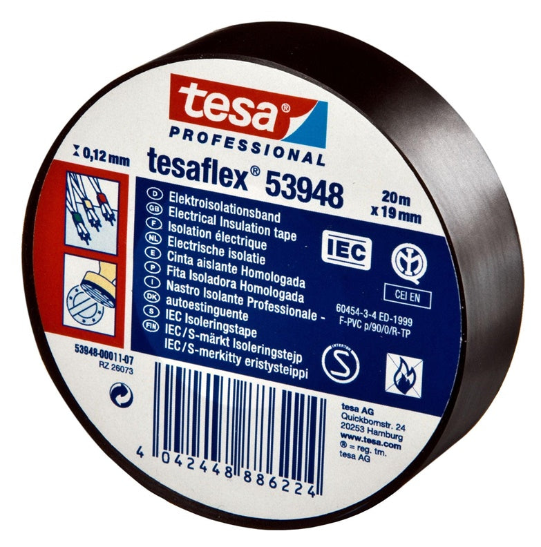 Taśma izolacyjna Tesaflex 53988, czarna, 19 mm x 20 m