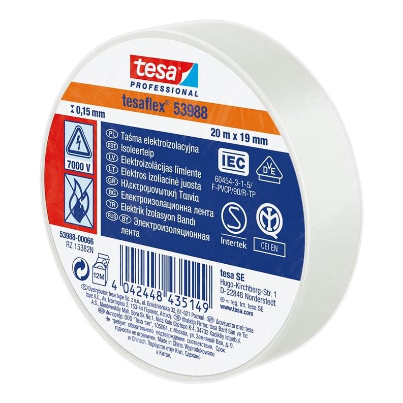 Taśma izolacyjna Tesaflex 53988, biała, 19 mm x 20 m