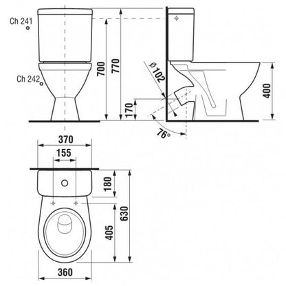 WC JIKA LYRA PLUS H8263840002421, 360×630 mm