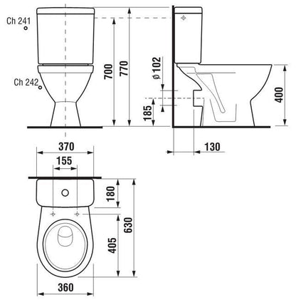 Unitazas JIKA LYRA PLUS H8263860002421, 360×630 mm
