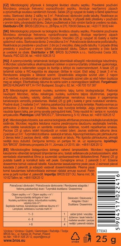 Bakterijos nuotekų duobėms Bros Microbec, 0.025 kg