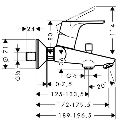 Vonios maišytuvas Hansgrohe Focus E2 31940