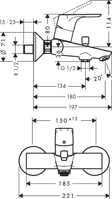 Vonios maišytuvas Hansgrohe Focus E2 31940