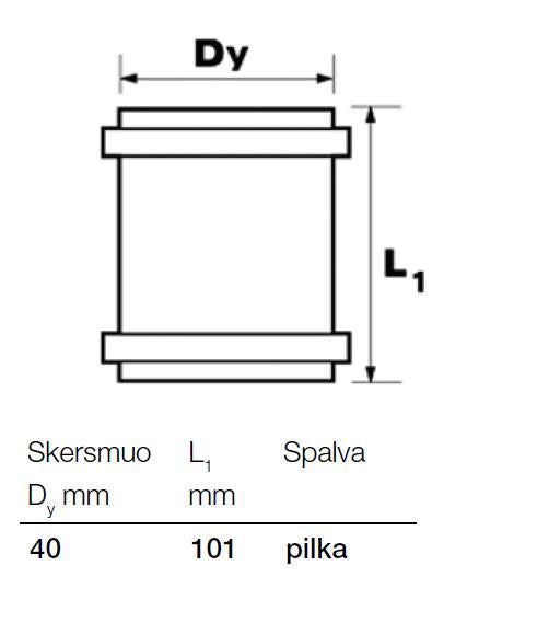 Vidaus kanalizacijos remontinė mova Wavin, Ø 40 mm