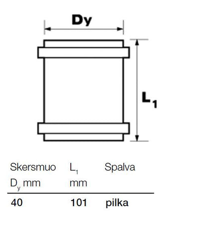 Vidaus kanalizacijos remontinė mova Wavin, Ø 40 mm
