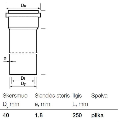 Rura kanalizacyjna wewnętrzna PP Wavin, Ø 40 mm, 0,25 m