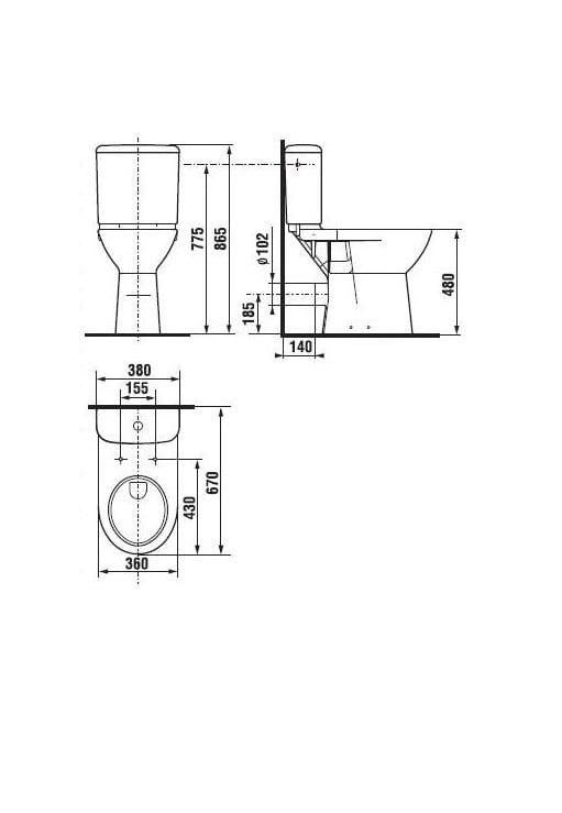 Kompakt WC JIKA DEEP H8236160000001, 360×670 mm