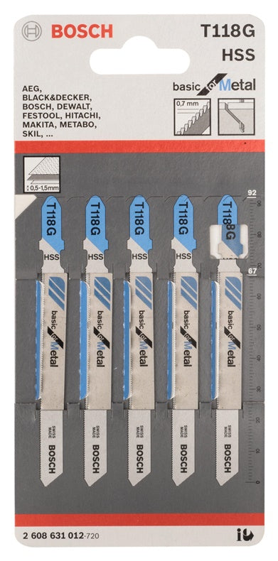 Siaurapjūklio pjūklelių komplektas Bosch, T118G, 5 vnt.