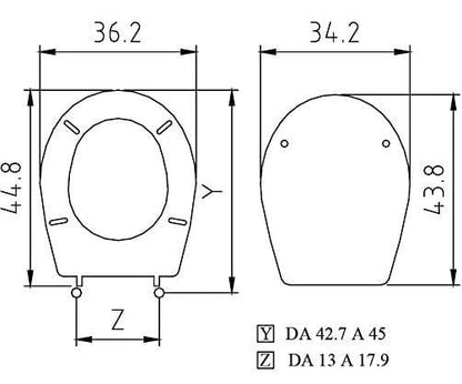 Unitazo dangtis Saniplast Sebino 2FSE005902, 38 x 49 cm