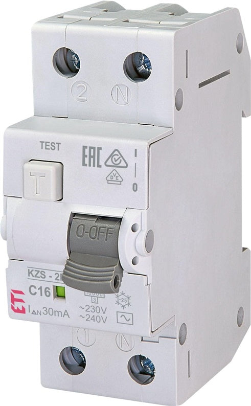 Srovės nuotėkio rėlė ETI KZS-2M, 2P, 16 A, 230 V, 30 mA