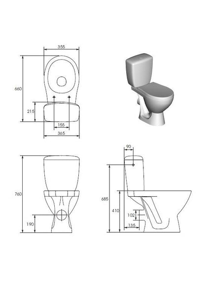 Unitazas su dangčiu CERSANIT KORAL K100-206, 375×645 mm