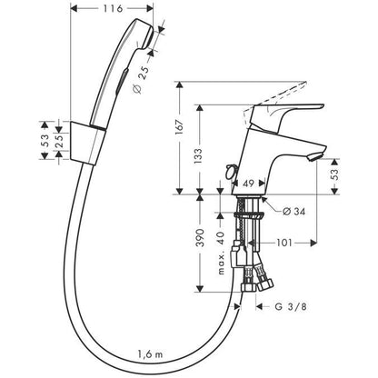 Bateria umywalkowa HANSGROHE FOCUS E2 BIDETT, chrom