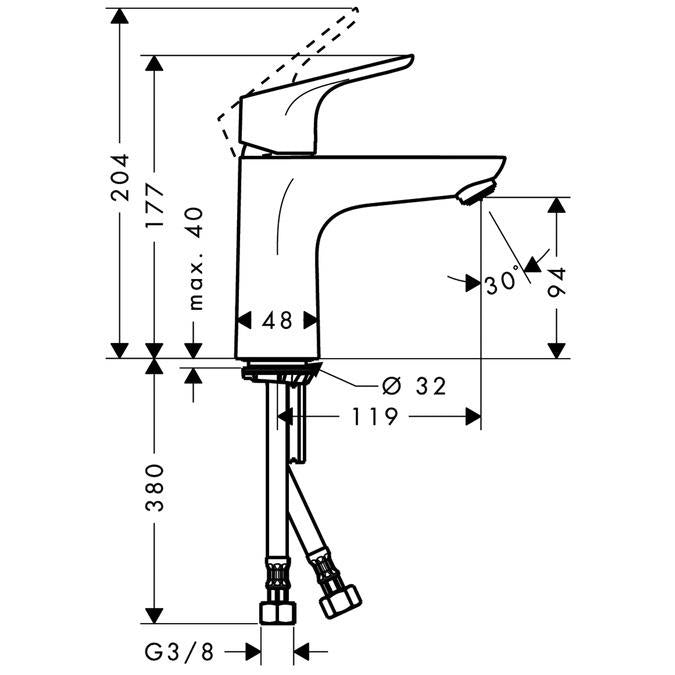 Bateria umywalkowa HANSGROHE FOCUS 31517000, chrom