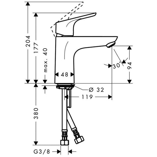 Bateria umywalkowa HANSGROHE FOCUS 31517000, chrom