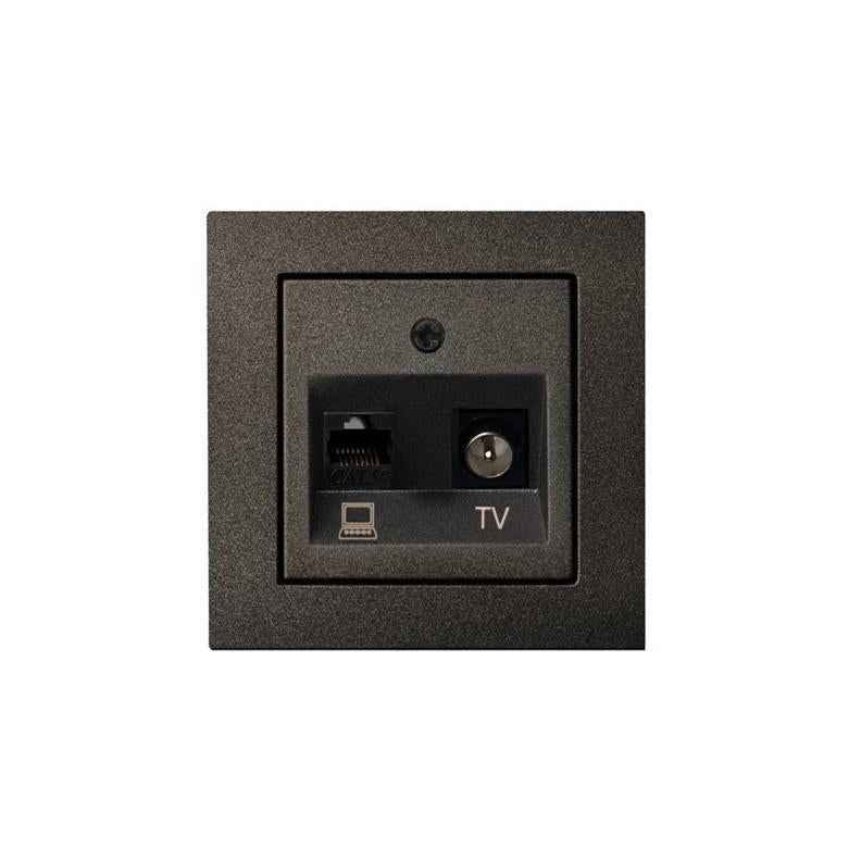 Antenos ir kompiuterio lizdas LIREGUS EPSILON, juodos spalv.