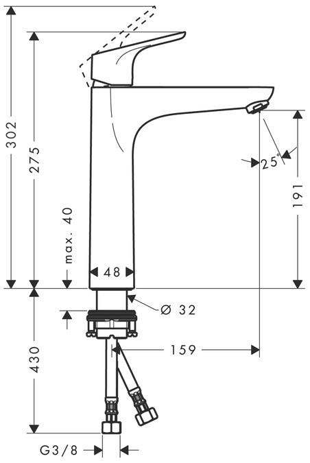 Bateria umywalkowa HANSGROHE FOCUS 31518000, chrom