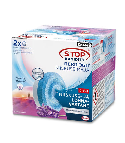 Pochłaniacz wilgoci i zapachów Aero 360° w tabletkach, lawenda, 2x450g