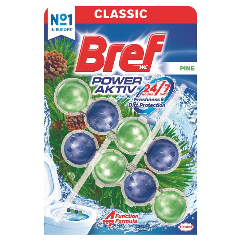 WC valiklis-gaiviklis BREF POWER AKTIV PINE, 2×50 g