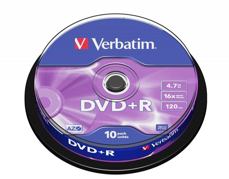 Płyty kompaktowe DVD+R Verbatim, 4,7 GB, 10 szt.
