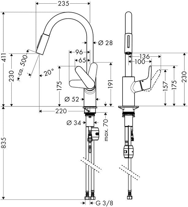 Bateria kuchenna Hansgrohe Focus 318158