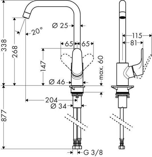 Bateria kuchenna Hansgrohe Focus 318208
