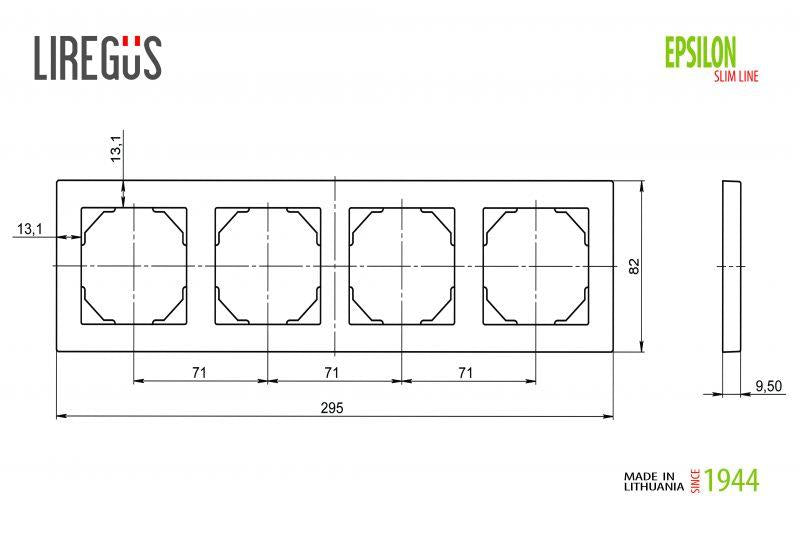 Keturvietis rėmelis LIREGUS EPSILON, metalo spalvos