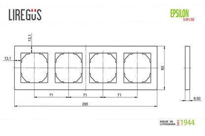 Keturvietis rėmelis LIREGUS EPSILON, metalo spalvos