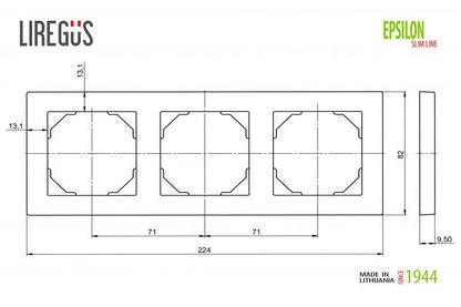 Trivietis rėmelis LIREGUS EPSILON, juodos spalvos