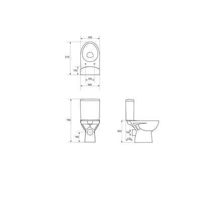 Kompakt WC CERSANIT PARVA 011 K27-027, 360×595 mm